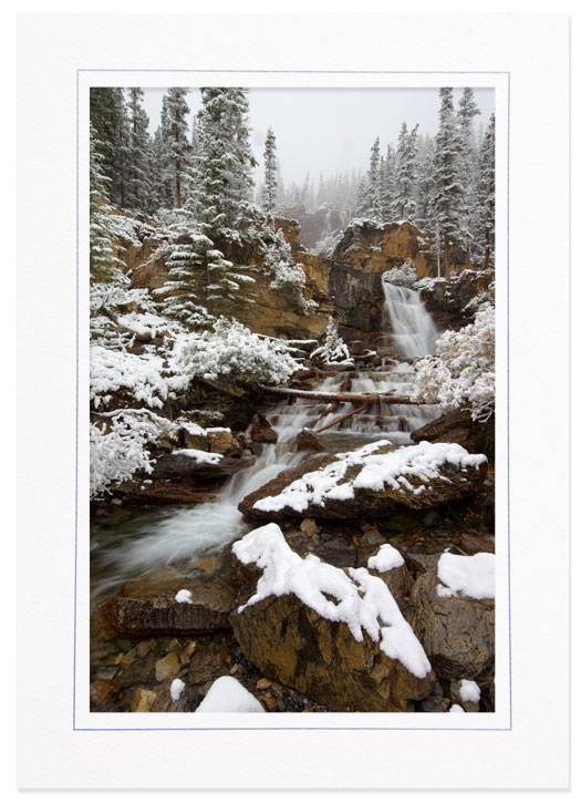Snowing on Tangle Falls, Jasper Natl Park, Canada