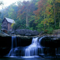Waterfall and Autumn Leaves