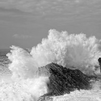 Crashing Waves at Shore Acres State Park, Oregon (Black and White)