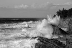 Crashing Waves at Shore Acres State Park, Oregon (Black and White) 