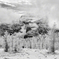 Snow and Fall Color in Larch Valley, Banff Natl Park, Canada