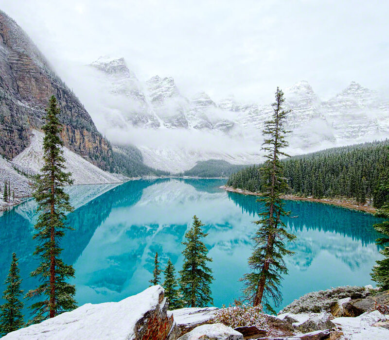 Early Snow on Moraine Lake, Banff Natl Park, Canada