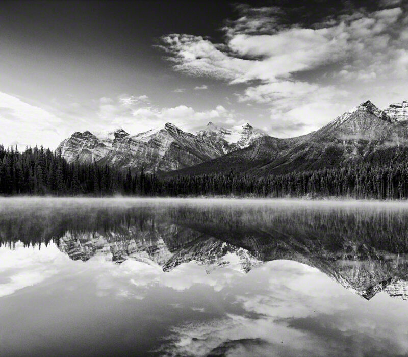 Early Morning Reflections on Herbert Lake, Banff Natl Park, Canada, B&W