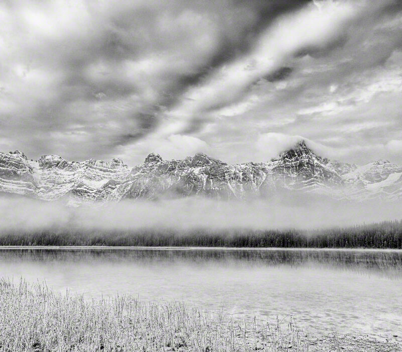 Morning Mist on Waterfowl Lake, Banff Natl Park, Canada (B&W)