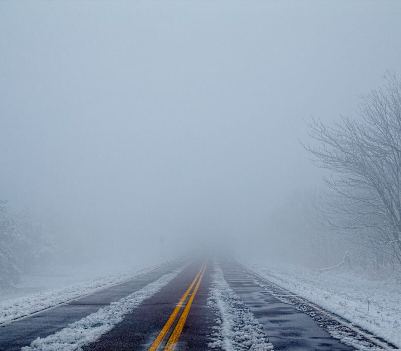 Snow and Fog on the Talimena Byway, Oklahoma